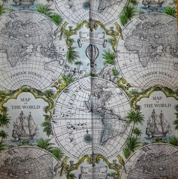 074 Maritime - 3-ply (cream) - Ihr - Map of the World